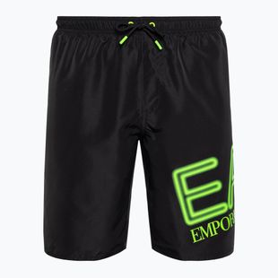 Мъжки шорти за плуване EA7 Emporio Armani Water Sport Logo Bermuda nero/fluo lime