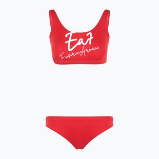 Дамски бански костюм от две части EA7 Emporio Armani Maxi Logo Bikini Top racing red
