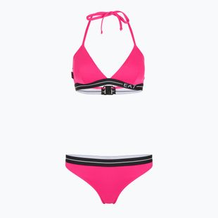 Дамски бански костюм от две части EA7 Emporio Armani Logo Tape Bikini Triangle neon pink