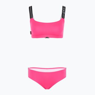 Дамски бански костюм от две части EA7 Emporio Armani Logo Tape Bikini Top neon pink