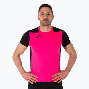 Мъжка тениска за бягане Joma Record II fluor pink/black