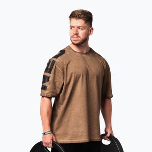 Мъжка тениска за тренировка NEBBIA Washed-Off Lifting Club light brown