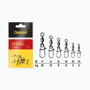 Delphin Spinning Reel Rollings Swivel с Micro Snap 10 бр. черен 969B05004