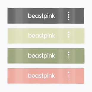 Комплект ластици за упражнения GymBeam, 4 броя black/olive/green/peach