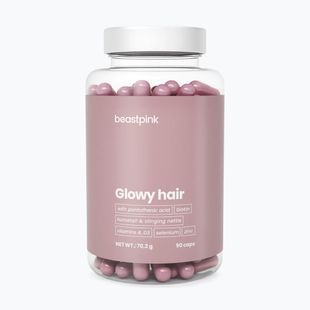 Хранителна добавка GymBeam Glowy Hair - BeastPink 90 капсули