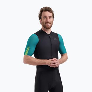 Мъжка тениска за колоездене Rogelli Fast black/teal/green