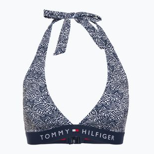 Горнище на бански костюм Tommy Hilfiger Halter Rp Print illustrated wave dark night navy