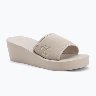 Calvin Klein дамски джапанки YW0YW01725 Beach Wedge Slide Canvas eggshell