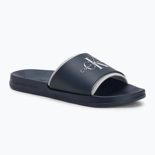 Мъжки джапанки Calvin Klein YM0YM00361 Slide Rubber Neoprene Monologo navy/oyster mushroom
