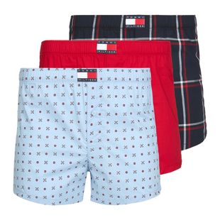 Мъжки боксерки Tommy Hilfiger Woven Boxer Print 3 pack rwb foulard/med red/rwb w chck