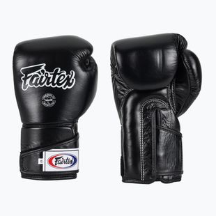 Fairtex Стилни ъглови боксови ръкавици за спаринг - заключен палец черни