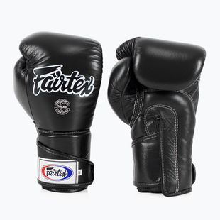Fairtex Стилни ъглови боксови ръкавици за спаринг - заключен палец черни