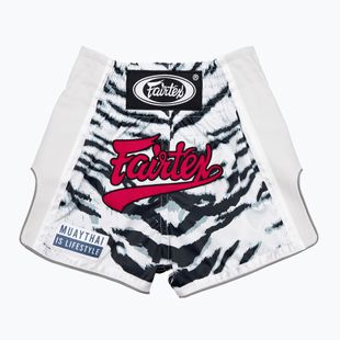 Детски боксови шорти Fairtex BSK2103 "White Tiger", бели