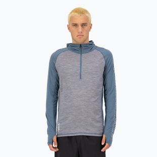Мъжки термален суитшърт Mons Royale Temple Tech Hood сив heather/goblin blue
