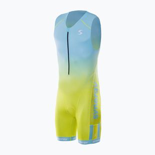 Мъжки гащеризон за триатлон Synergy Elite Sleeveless Trisuit mint/yellow