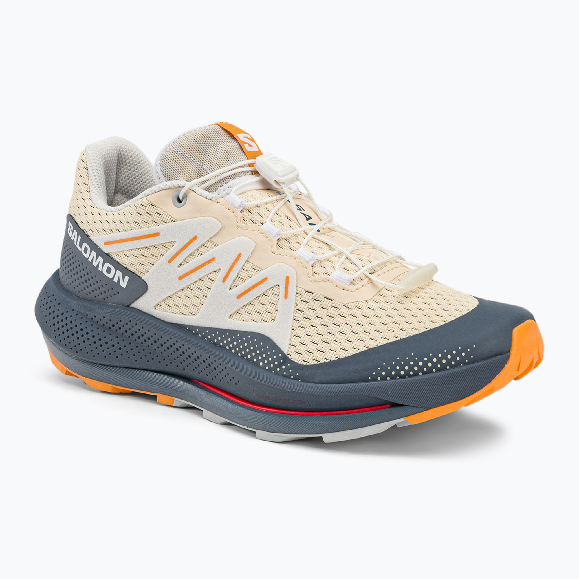 Дамски обувки за бягане Salomon Pulsar Trail бежово-сив L47210600
