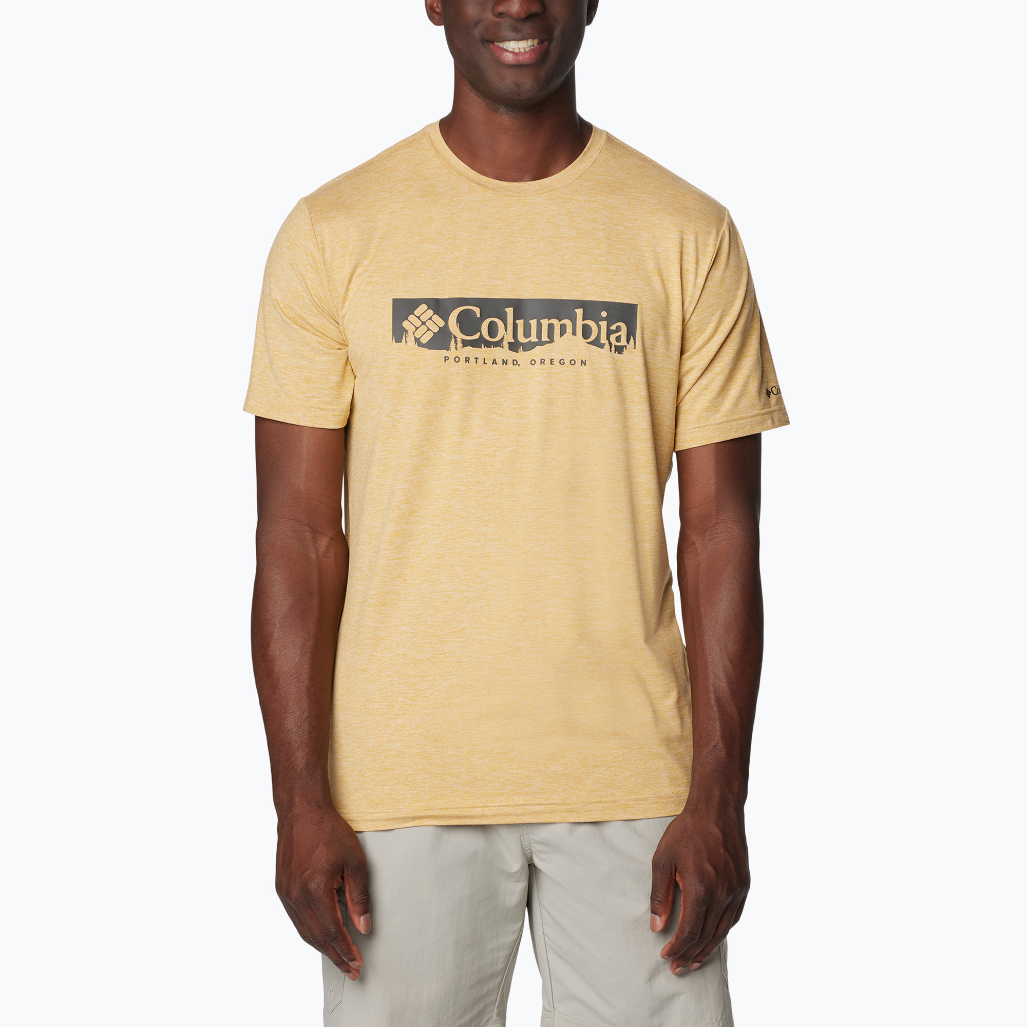Columbia Kwick Hike Graphic SS мъжка риза за трекинг light camel heather/csc box treeline
