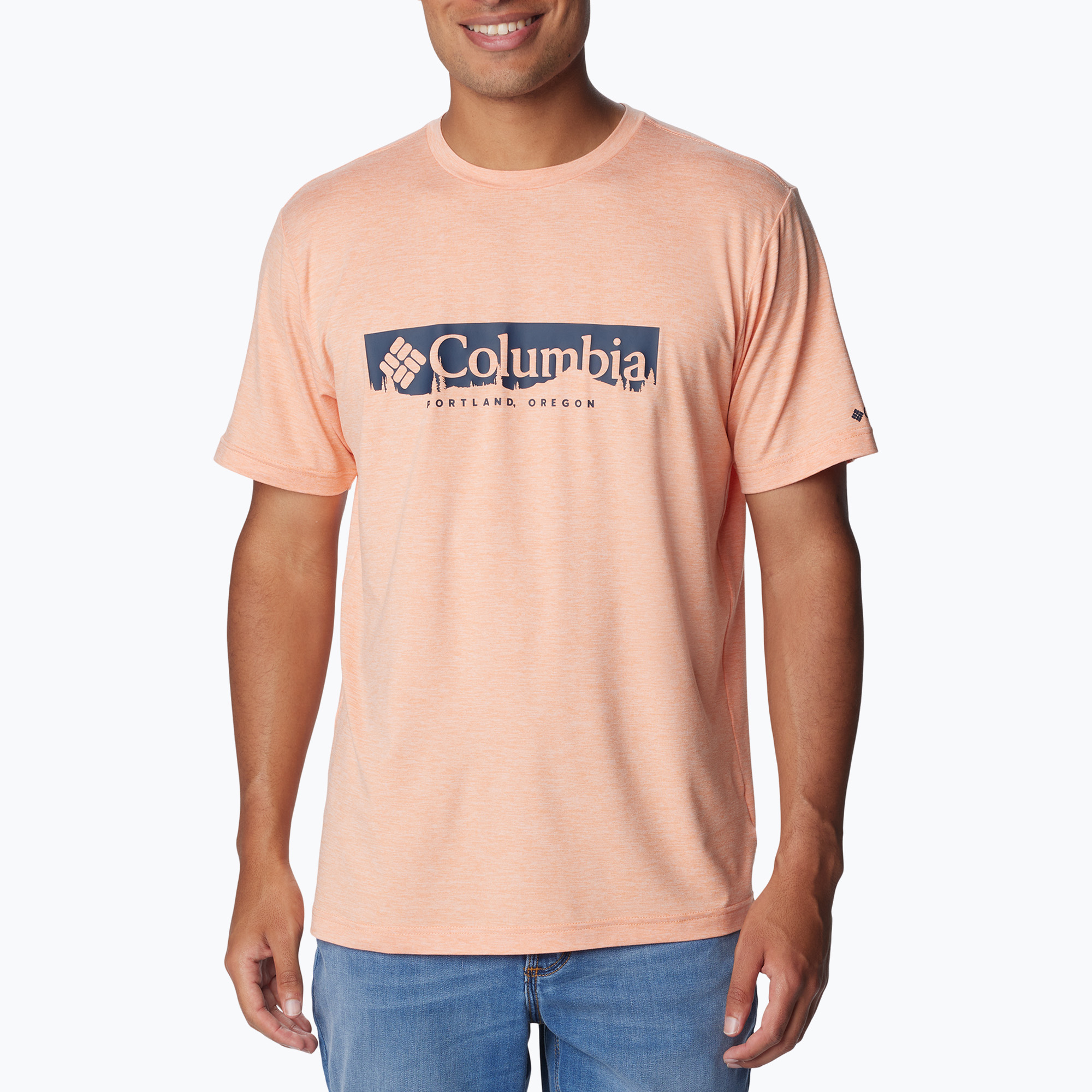 Columbia Kwick Hike Graphic SS мъжка риза за трекинг кайсия fizz/csc box treeline