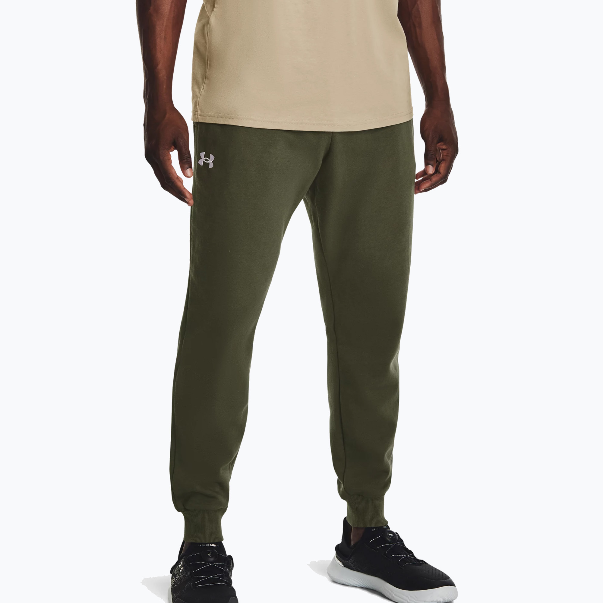 Мъжки тренировъчни панталони Under Armour Rival Fleece Joggers marine от зелен/бял