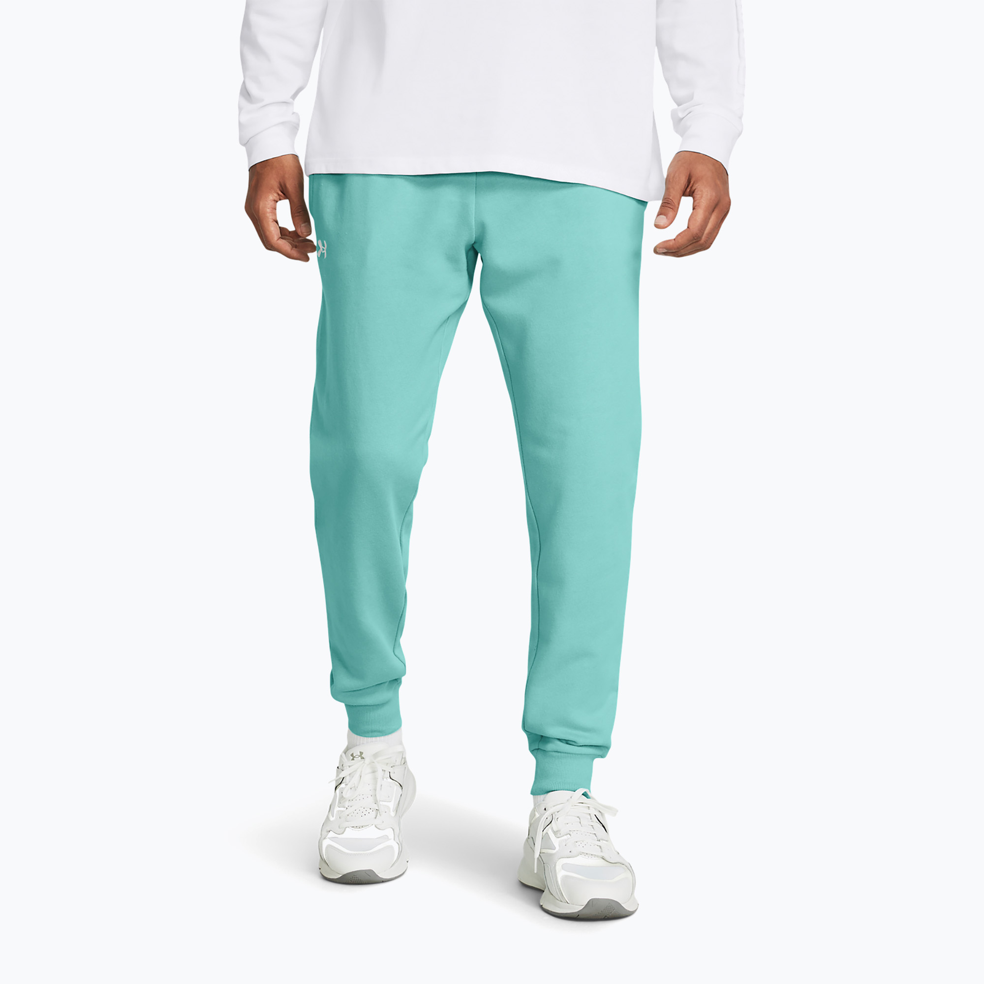 Мъжки панталони Under Armour Rival Fleece Joggers radial turquoise/white