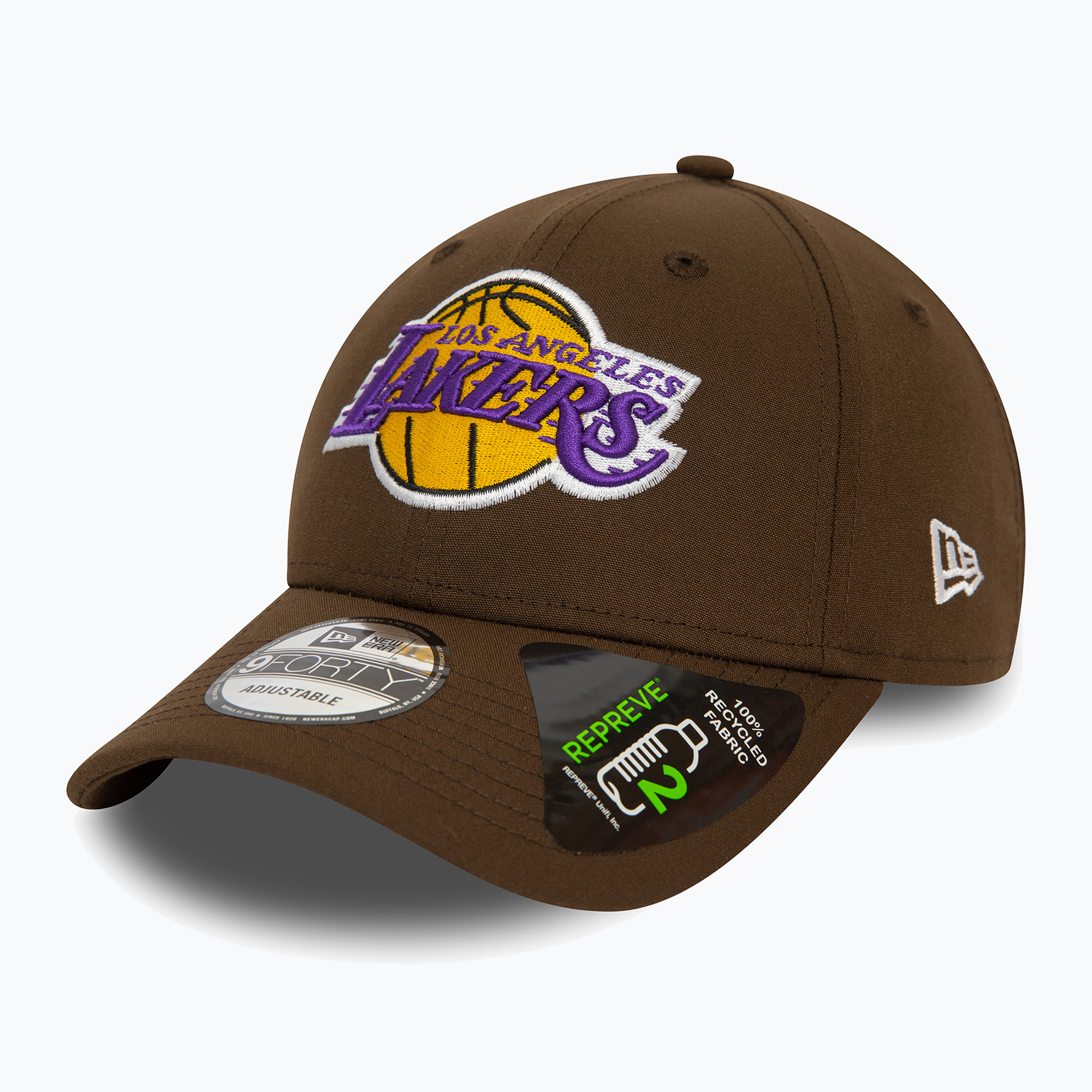 Мъжка бейзболна шапка New Era Repreve 9Forty Los Angeles Lakers тъмнокафява