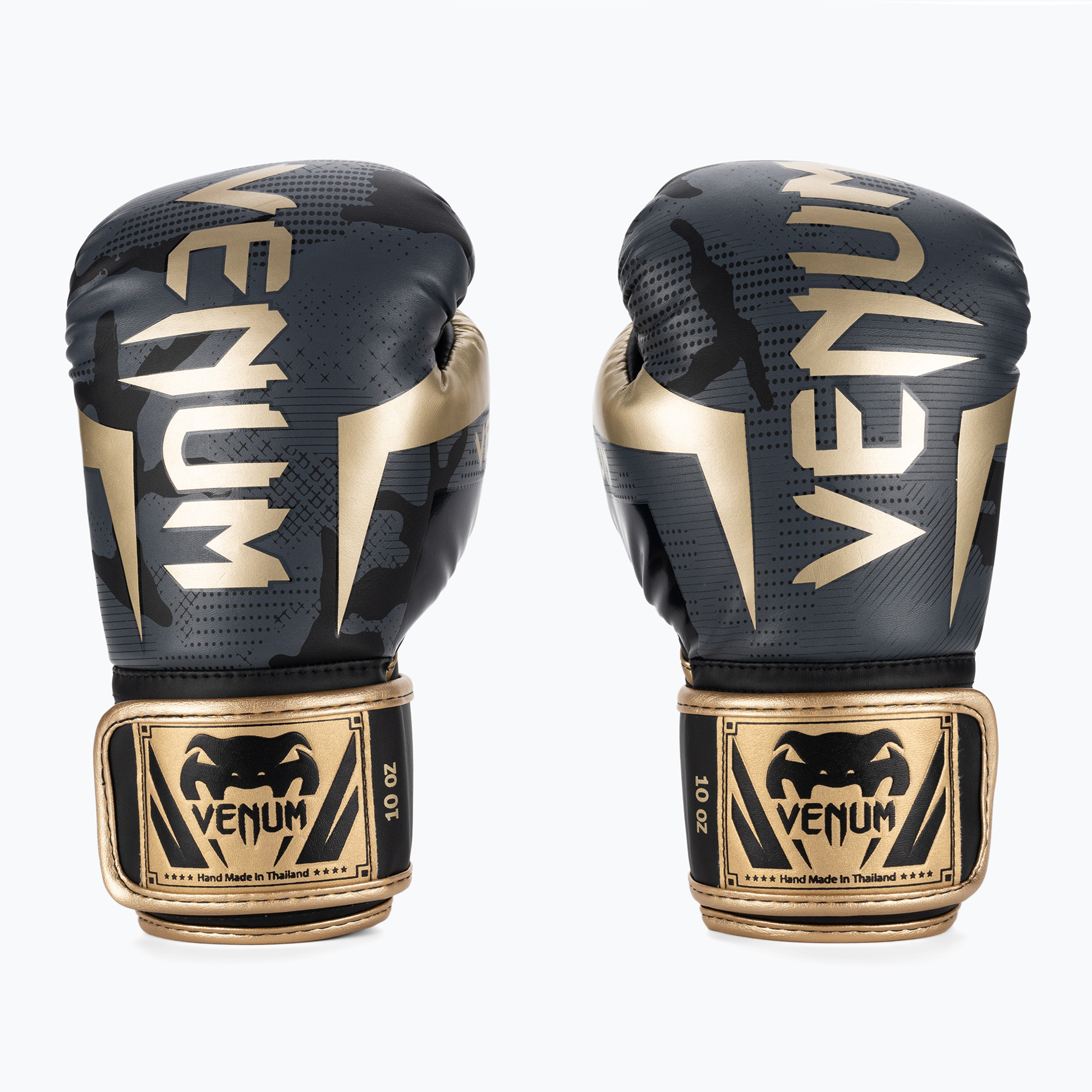 Venum Elite тъмно камуфлажни/златни боксови ръкавици