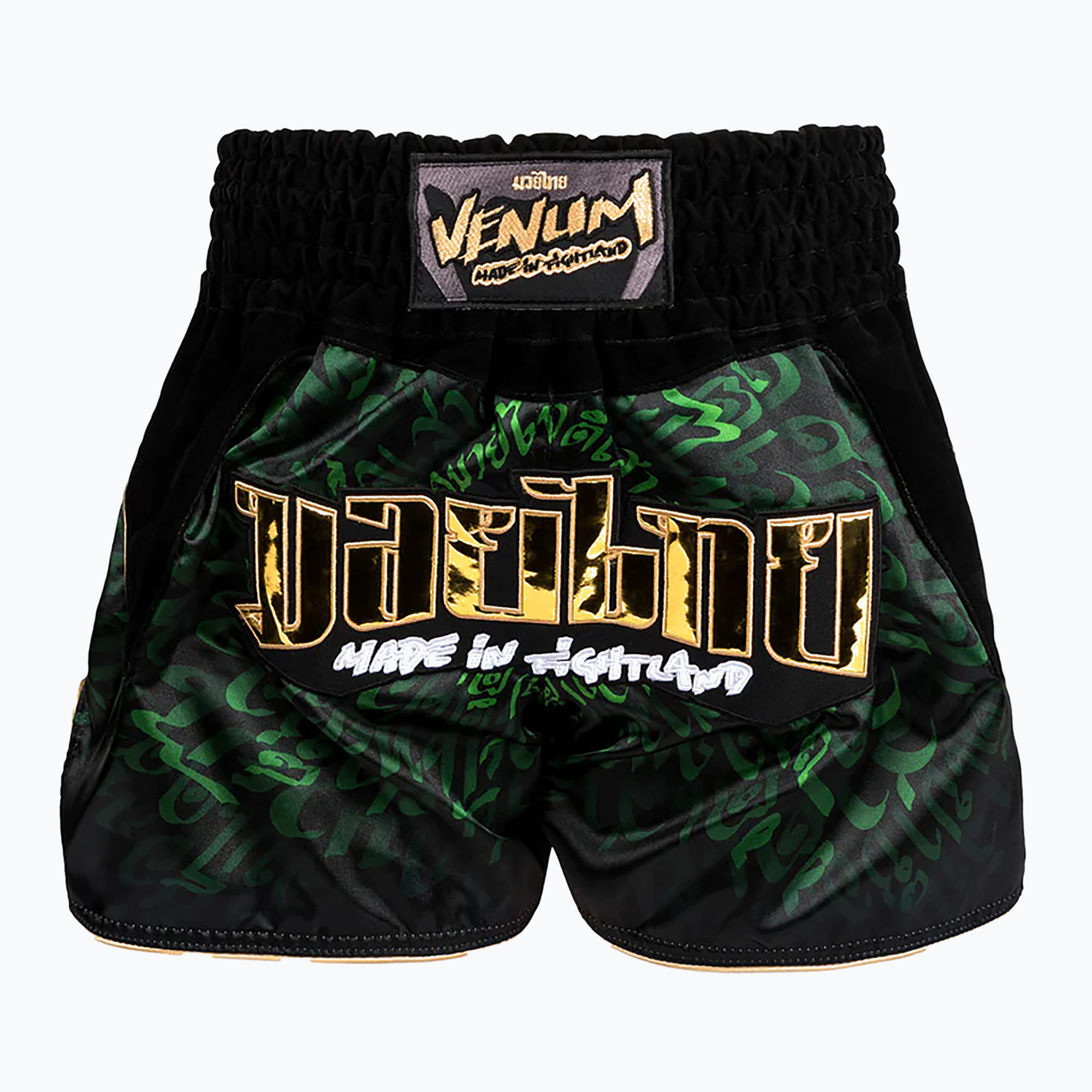 Venum Attack Тренировъчни шорти за муай тай черни/зелени