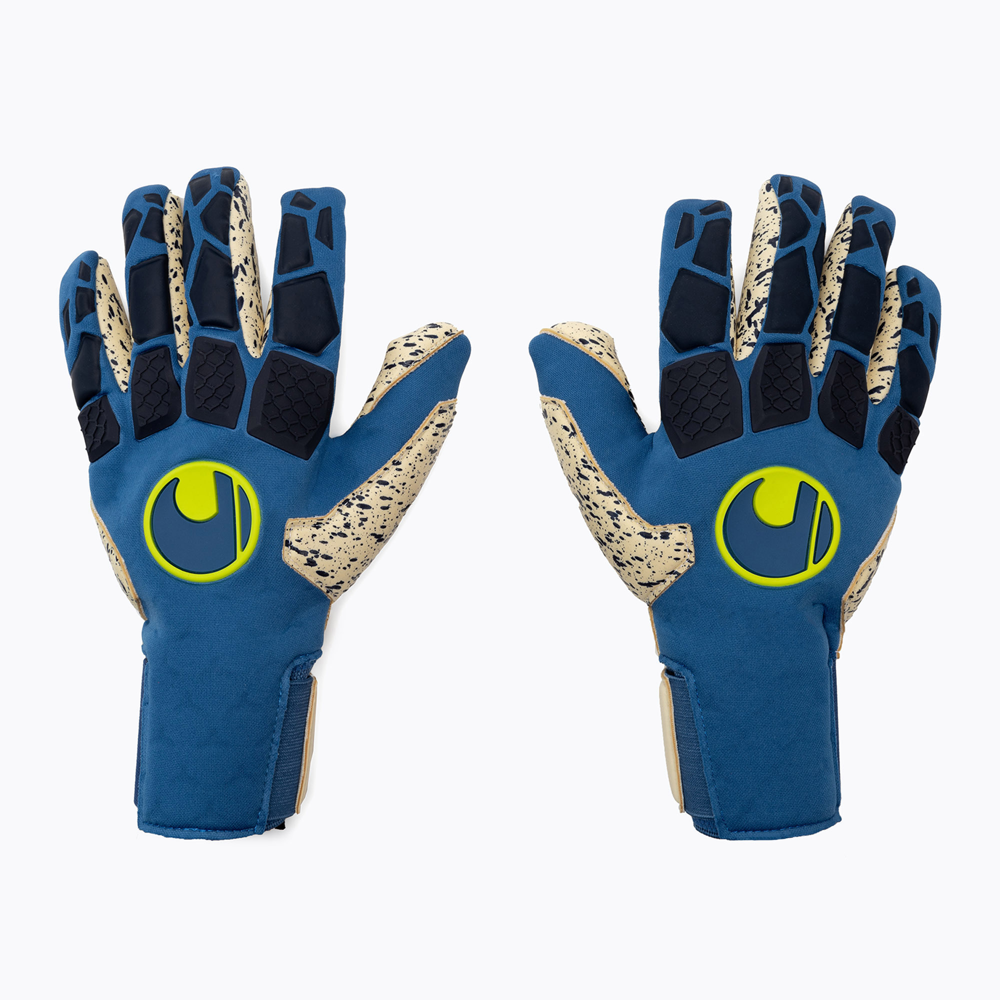 Uhlsport Hyperact Supergrip  Finger Surround вратарска ръкавица синьо и бяло 101123101