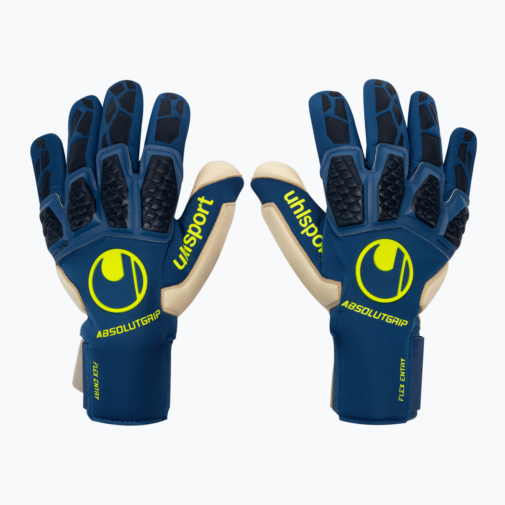 Uhlsport Hyperact Absolutgrip Reflex сини и бели вратарски ръкавици 101123301