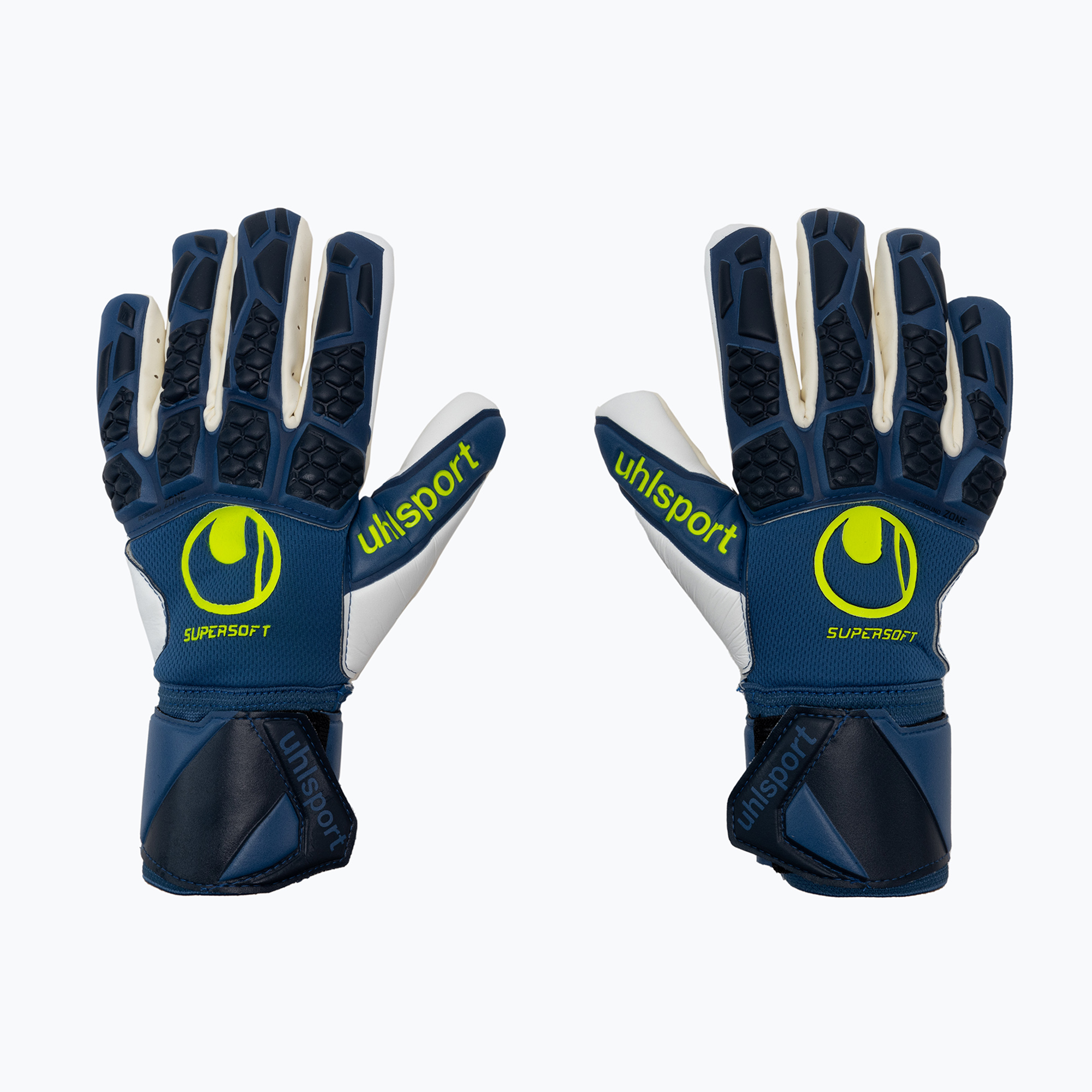Uhlsport Hyperact Supersoft HN синьо-бели вратарски ръкавици 101123601
