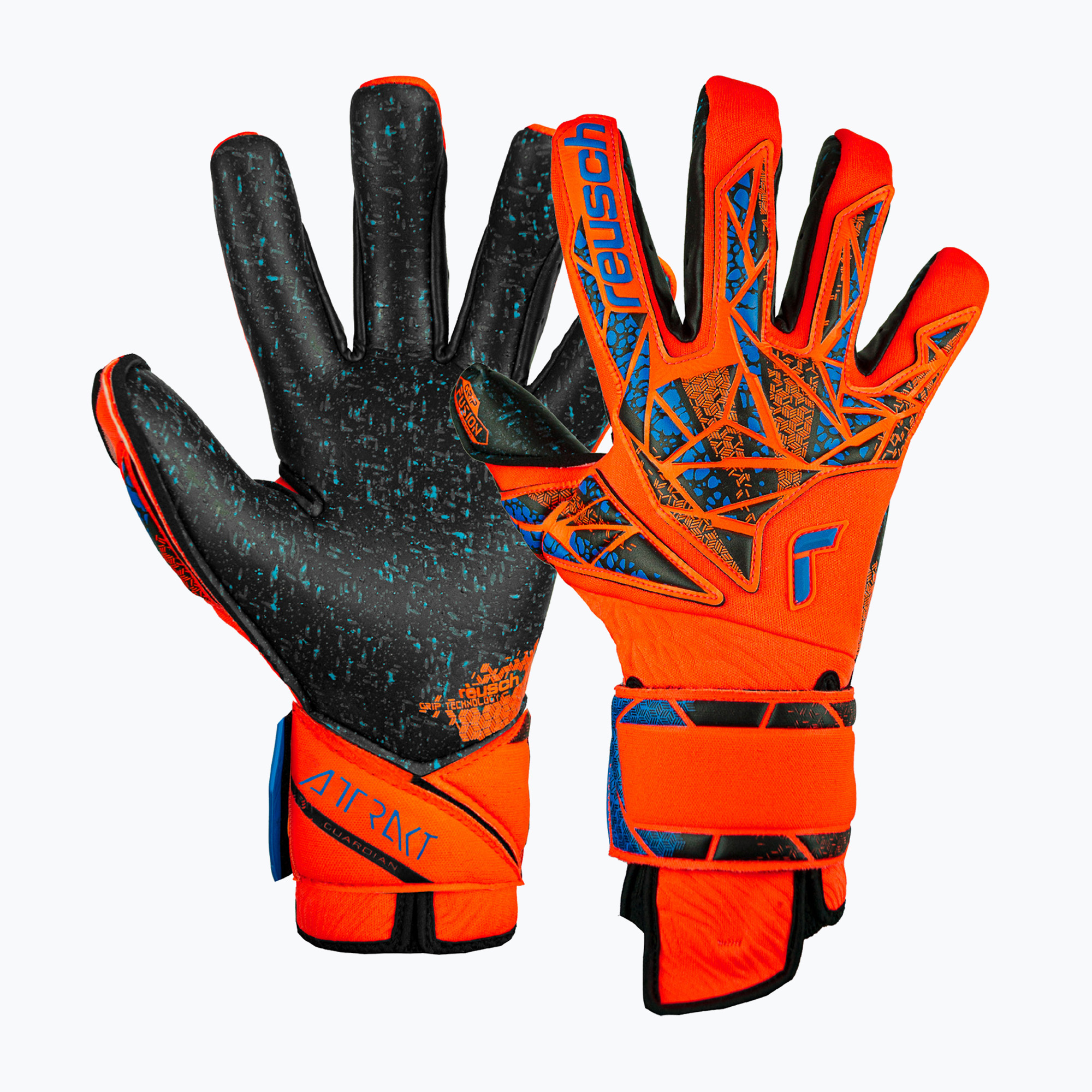 Reusch Attrakt Fusion Guardian вратарски ръкавици хипер оранжево/електрично синьо/черно