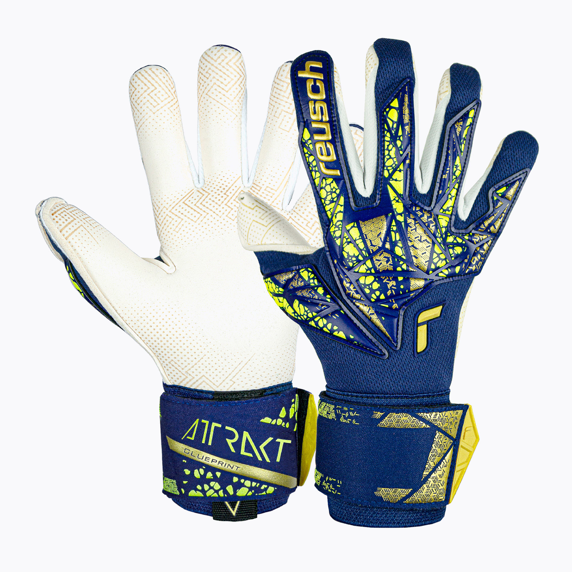 Вратарски ръкавици Reusch Attrakt Gold X GluePrint premium blue/gold