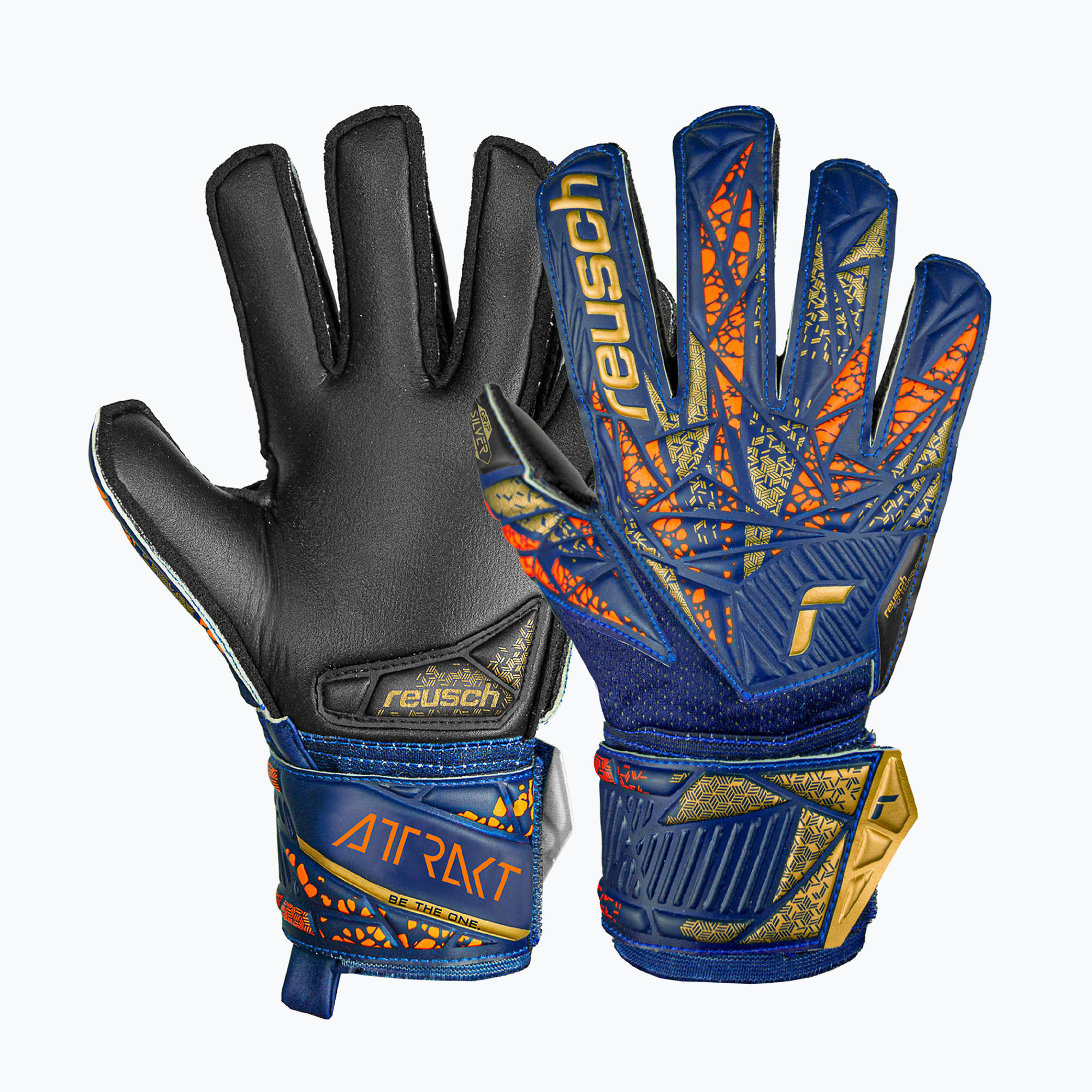 Детски вратарски ръкавици Reusch Attrakt Silver Junior premium blue/gold/black