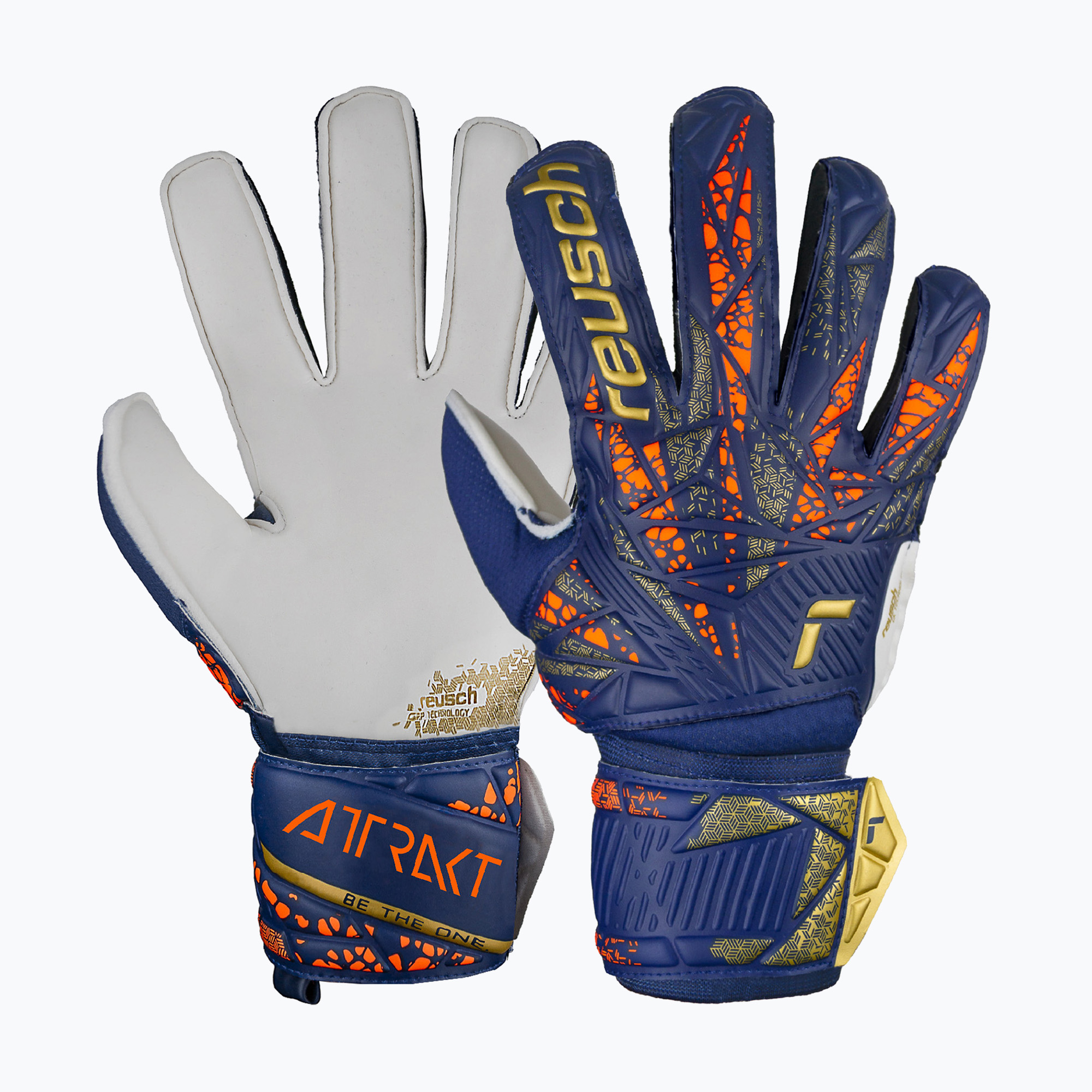 Детски вратарски ръкавици Reusch Attrakt Grip Junior premium blue/gold