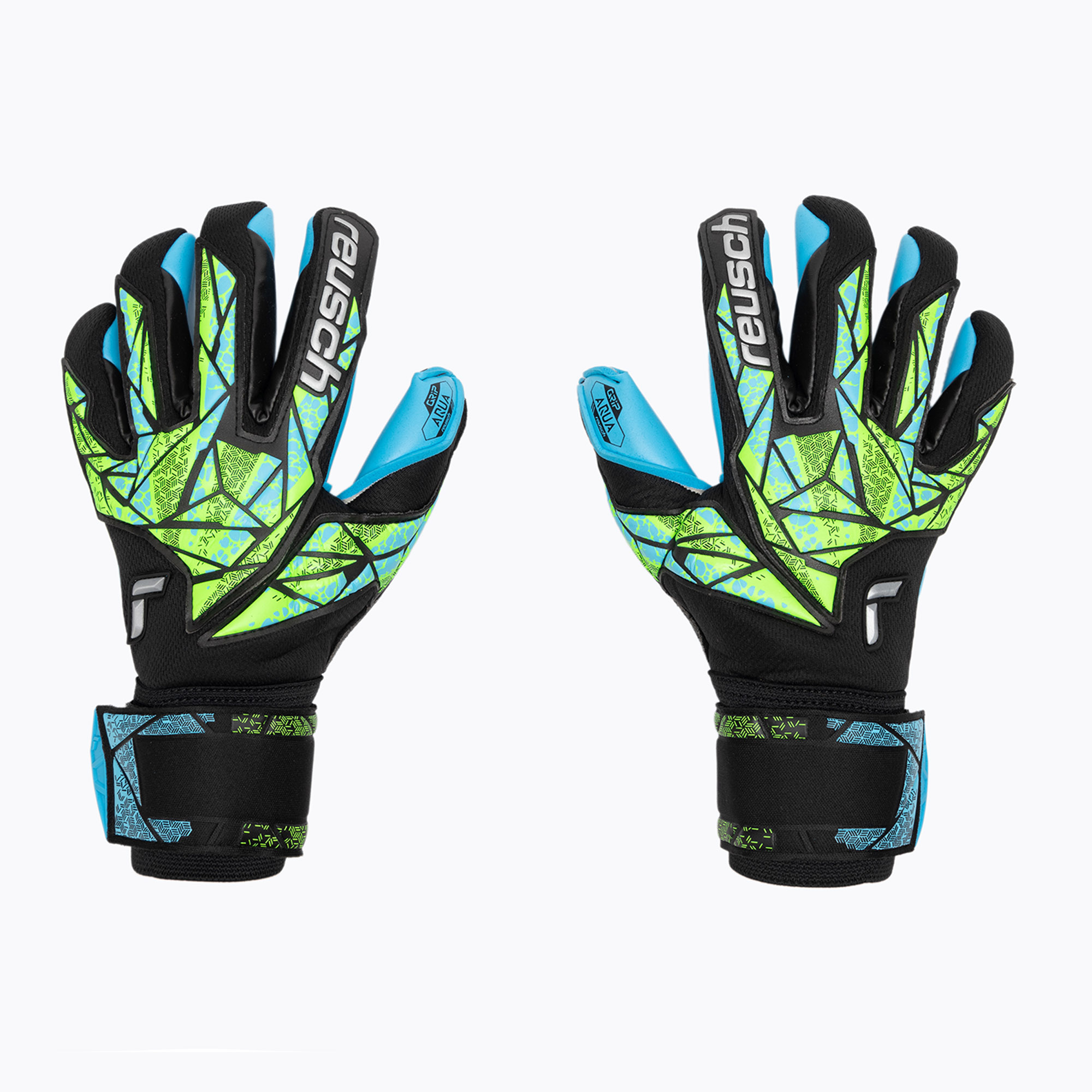 Вратарски ръкавици Reusch Attrakt Aqua black/fluo lime/aqua