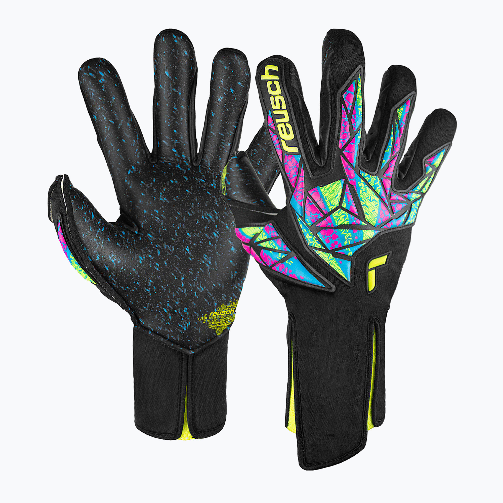 Reusch Attrakt Fusion Вратарски ръкавици без презрамки черно/сигурно жълто/черно