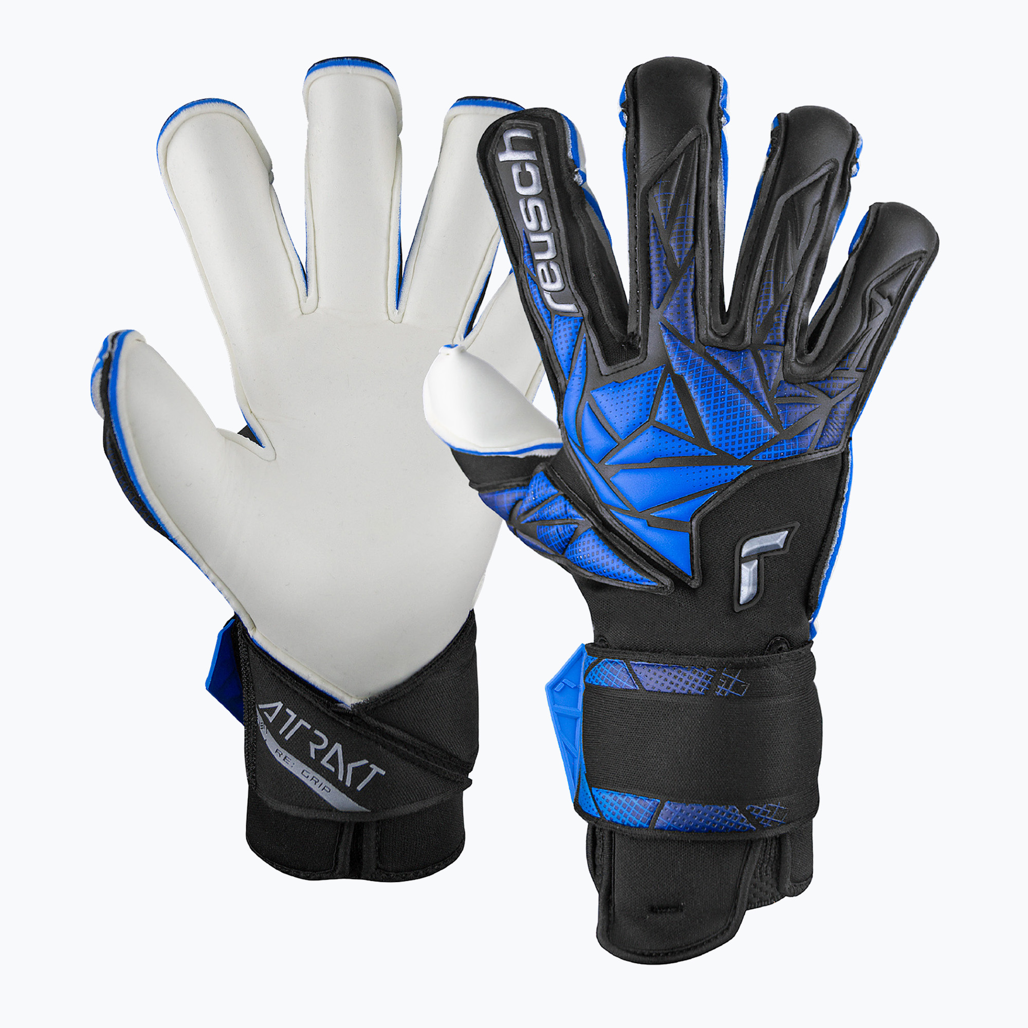 Reusch Attrakt RE:GRIP вратарски ръкавици черно/електрическо синьо
