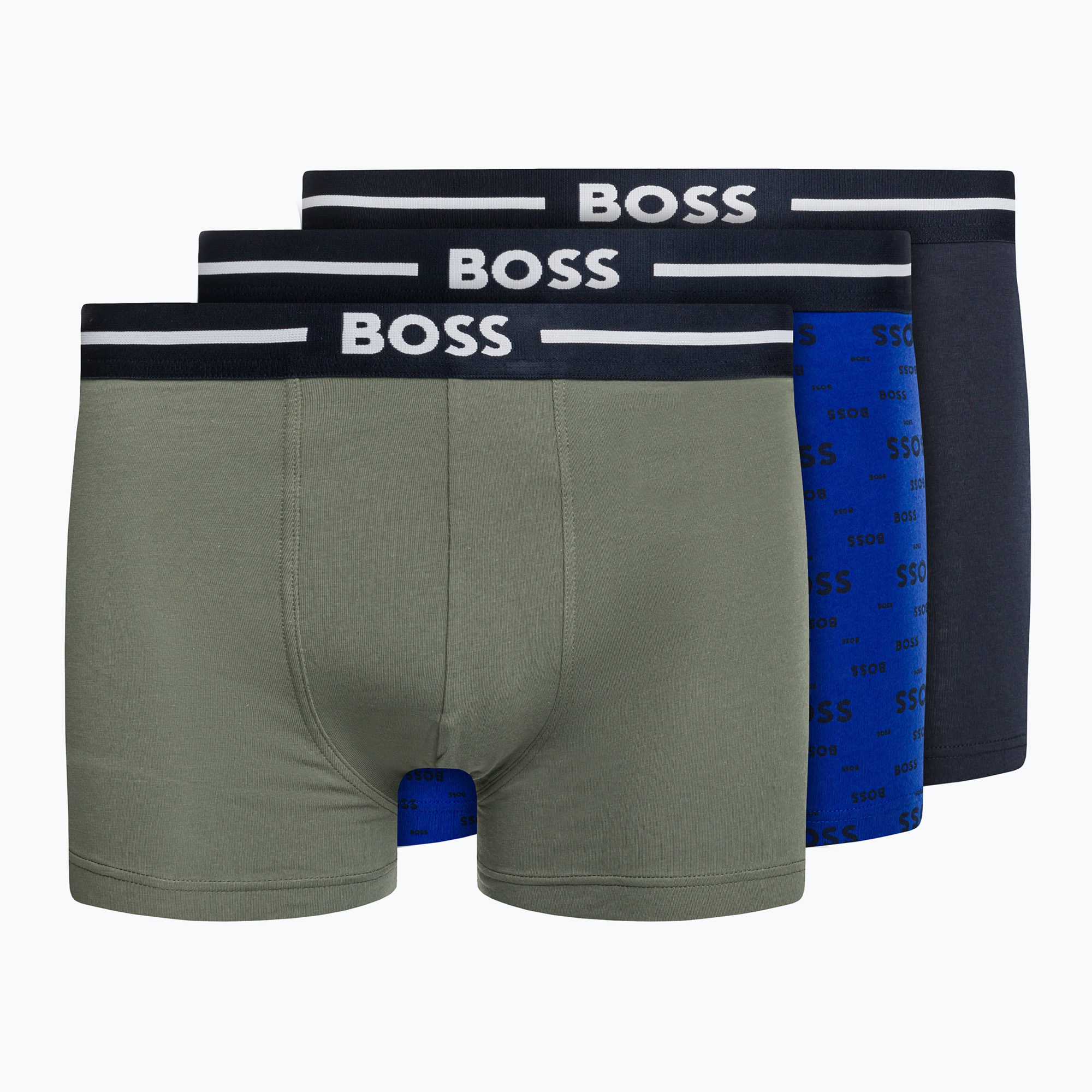 Hugo Boss Trunk Bold Design мъжки боксерки 3 чифта синьо/черно/зелено 50490027-466