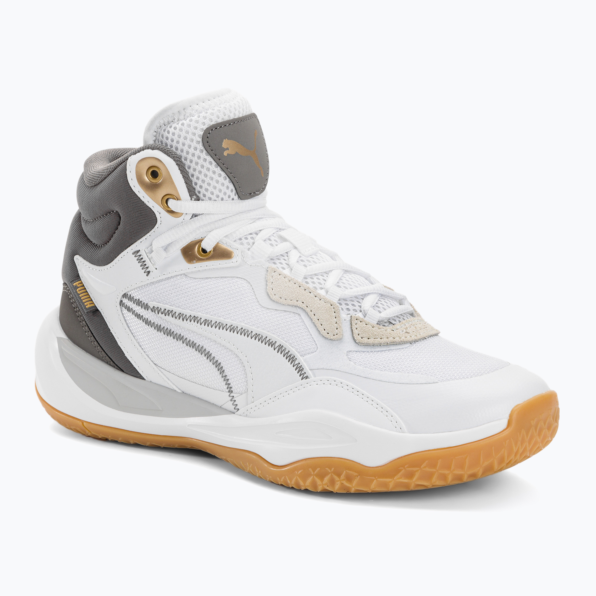 Мъжки баскетболни обувки PUMA Playmaker Pro Mid Trophies ash gray/cast iron/puma gold
