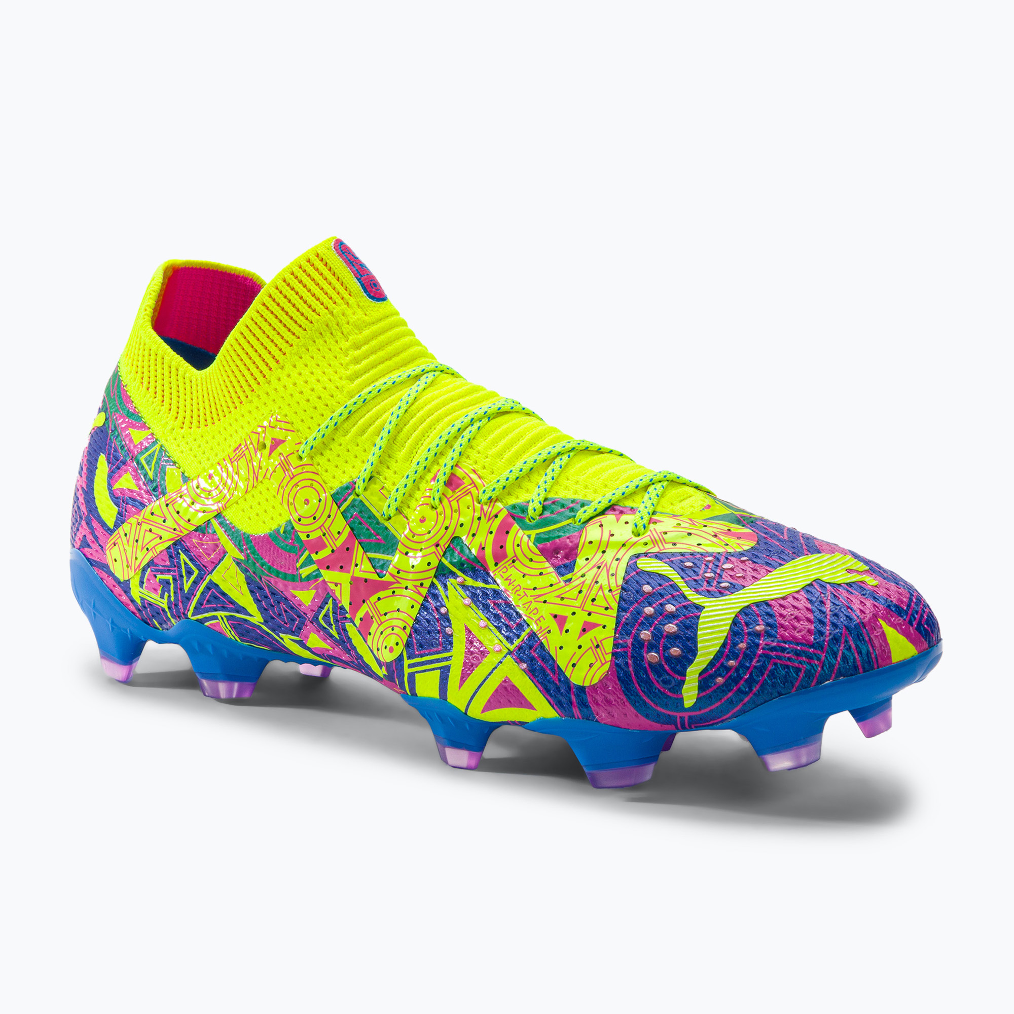 PUMA Future Ultimate Energy FG/AG мъжки футболни обувки ултра синьо/жълто алармено/светло розово