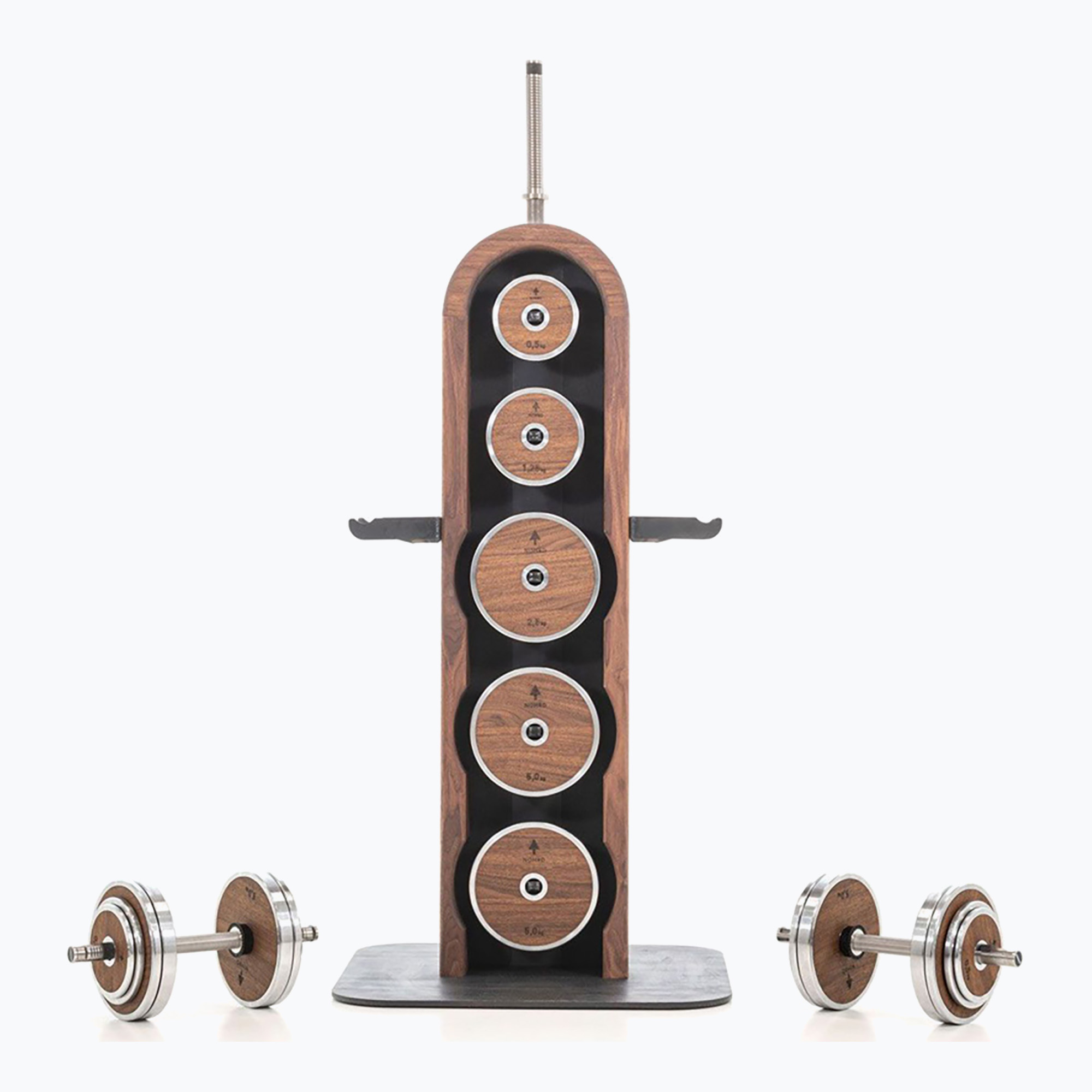 Комплект тежести със стойка NOHrD WeightPlate Tower Classic Walnut