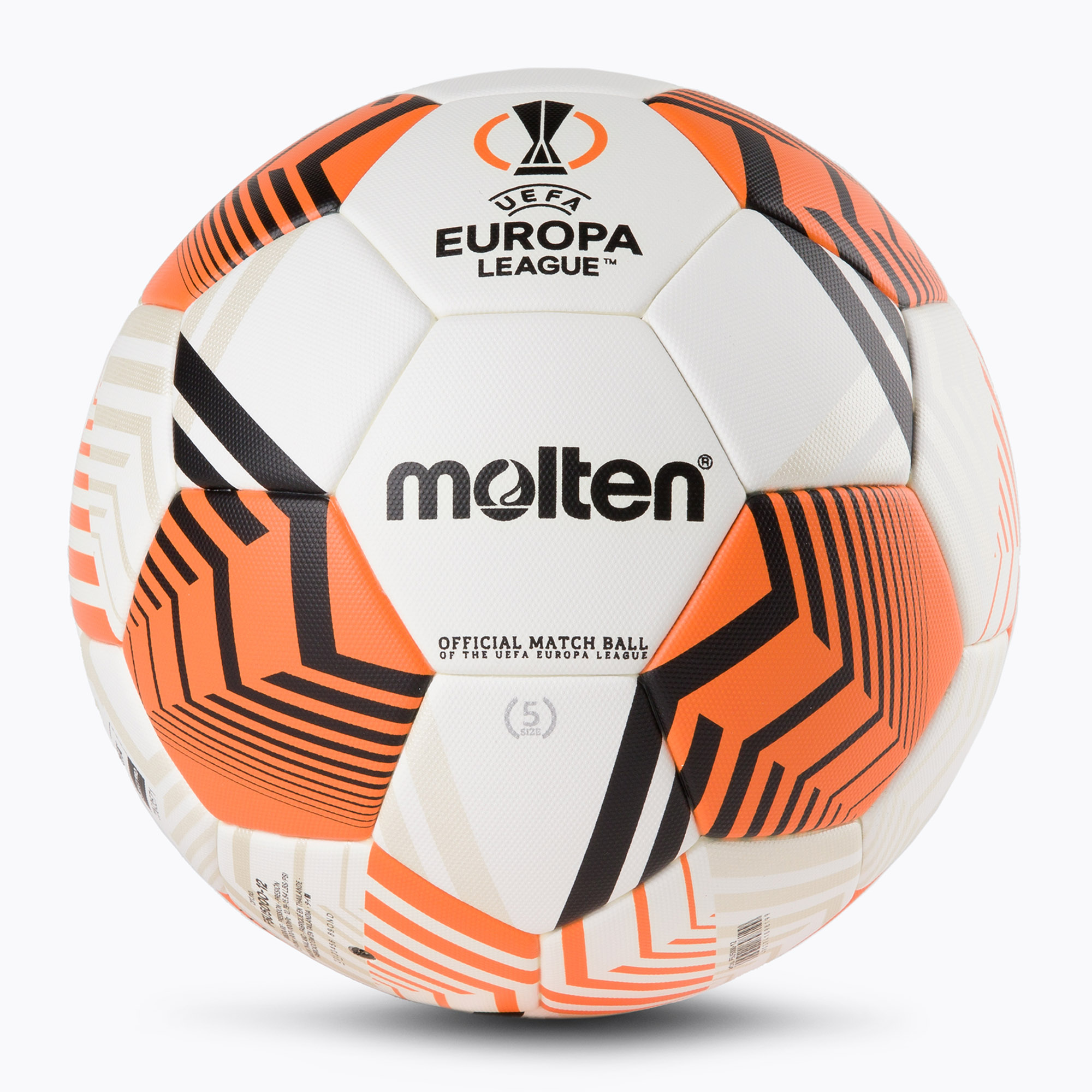 Футболна топка Molten UEFA Europa League 2021/22, бяла/оранжева F5U5000-12