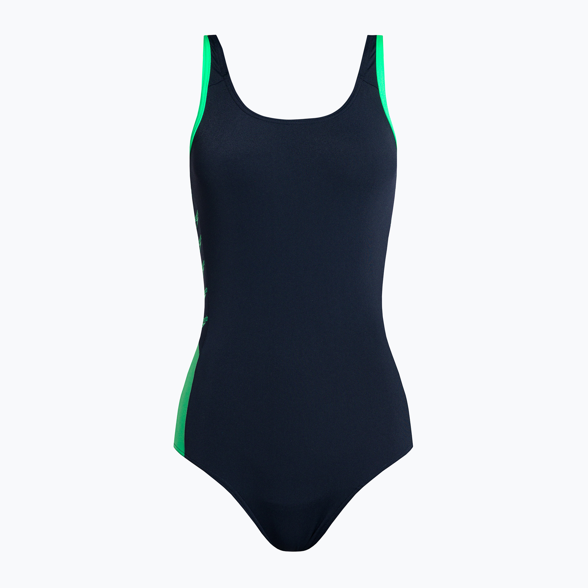 Speedo Boom Logo Splice Muscleback дамски бански костюм от една част тъмносиньо-зелено 68-12900