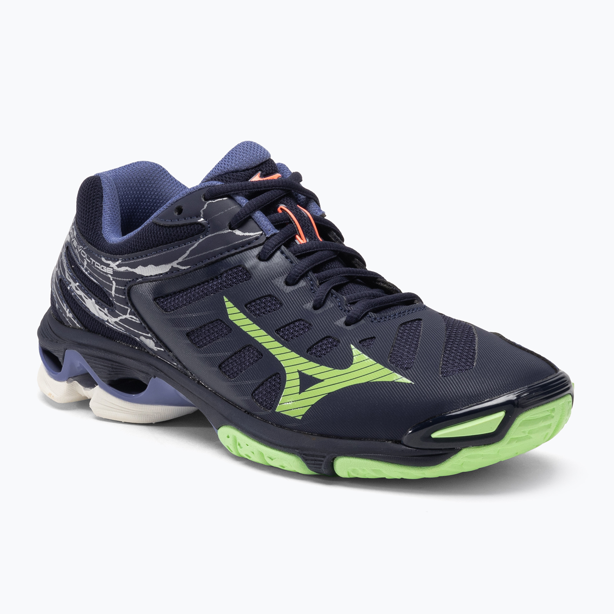 Мъжки обувки за волейбол Mizuno Wave Voltage evening blue / tech green / lolite