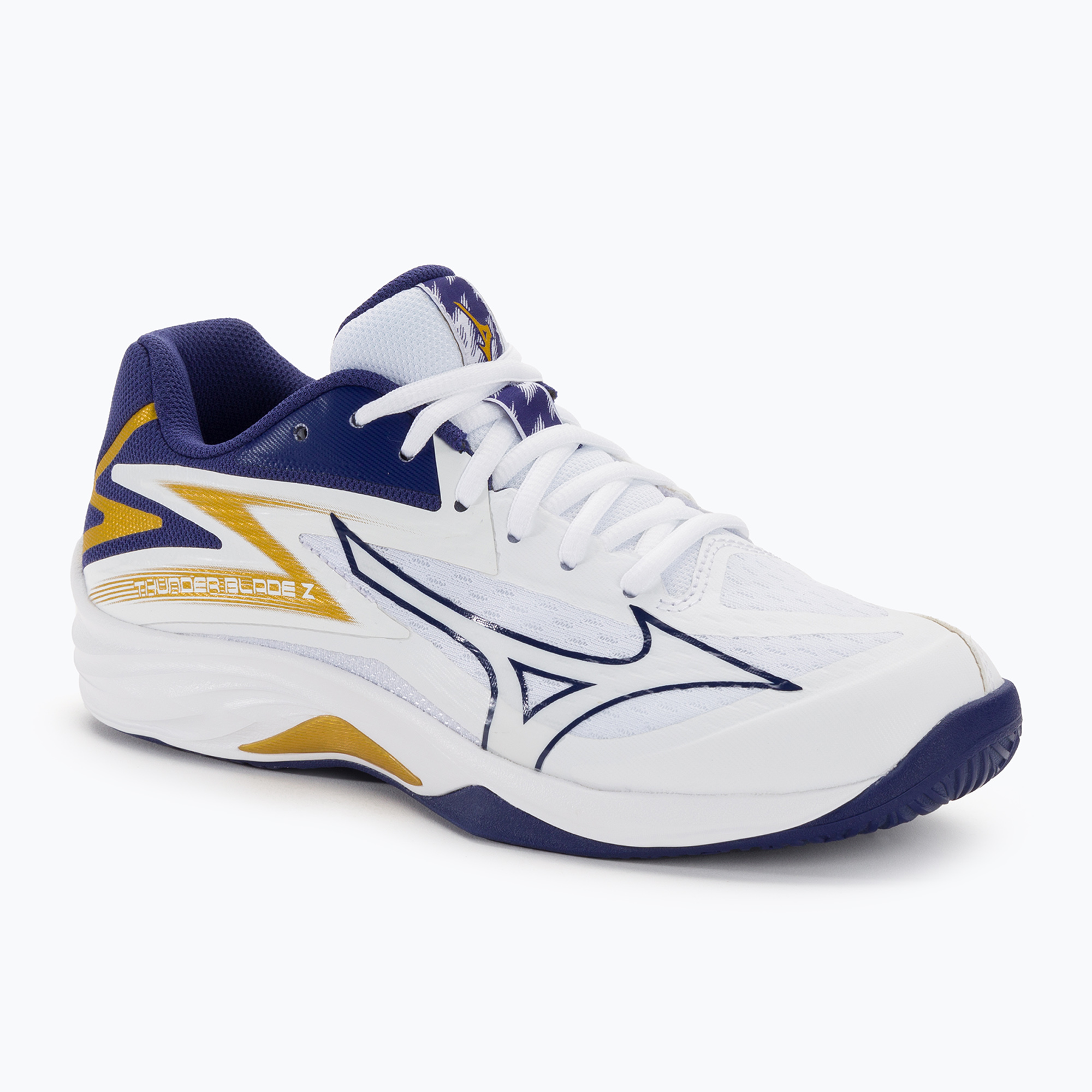 Мъжки обувки за волейбол Mizuno Thunder Blade Z white / blue ribbon / mp gold