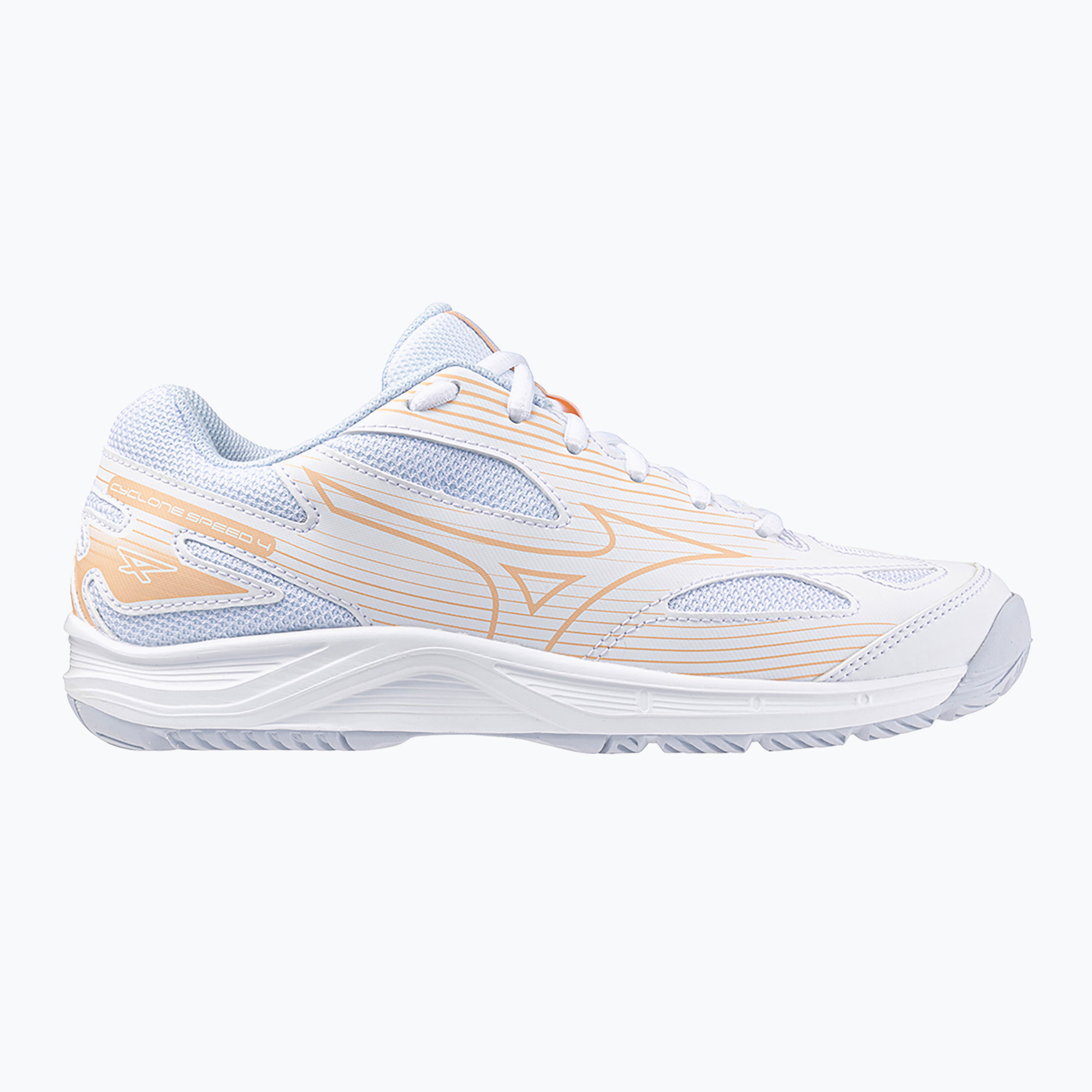 Дамски обувки за волейбол Mizuno Cyclone Speed 4 white/peach parfait/halogen blue