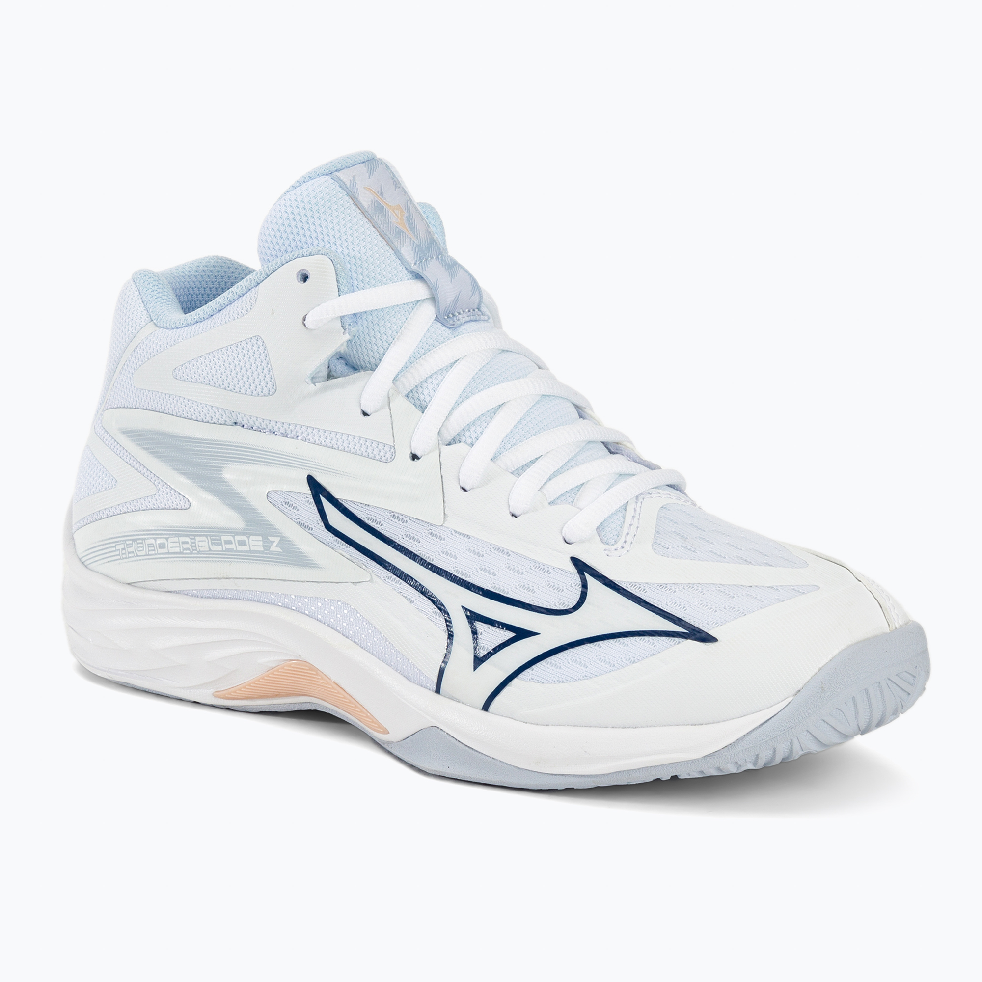 Дамски обувки за волейбол Mizuno Thunder Blade Z Mid white/navy peony/peach parfait