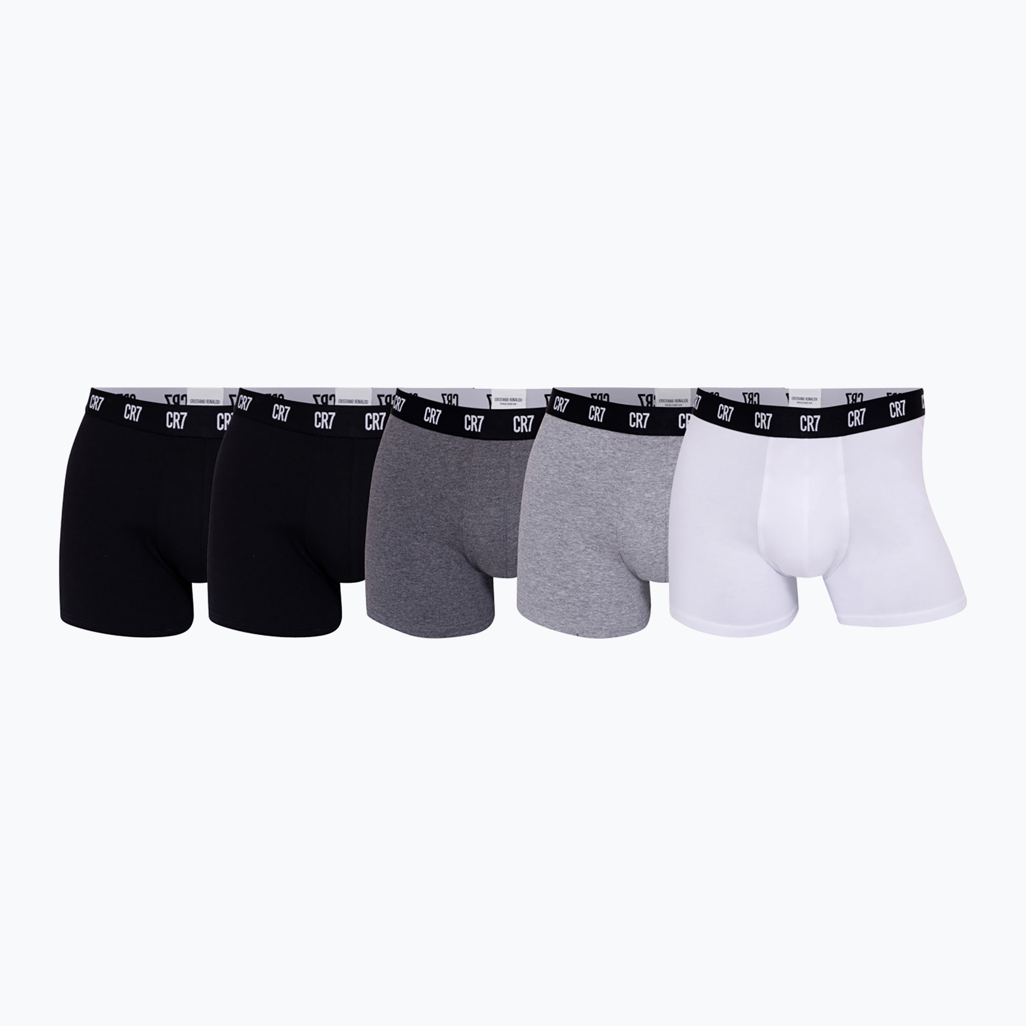 Мъжки боксерки CR7 Basic Trunk 5 чифта черно/тъмно сиво/сиво/бяло