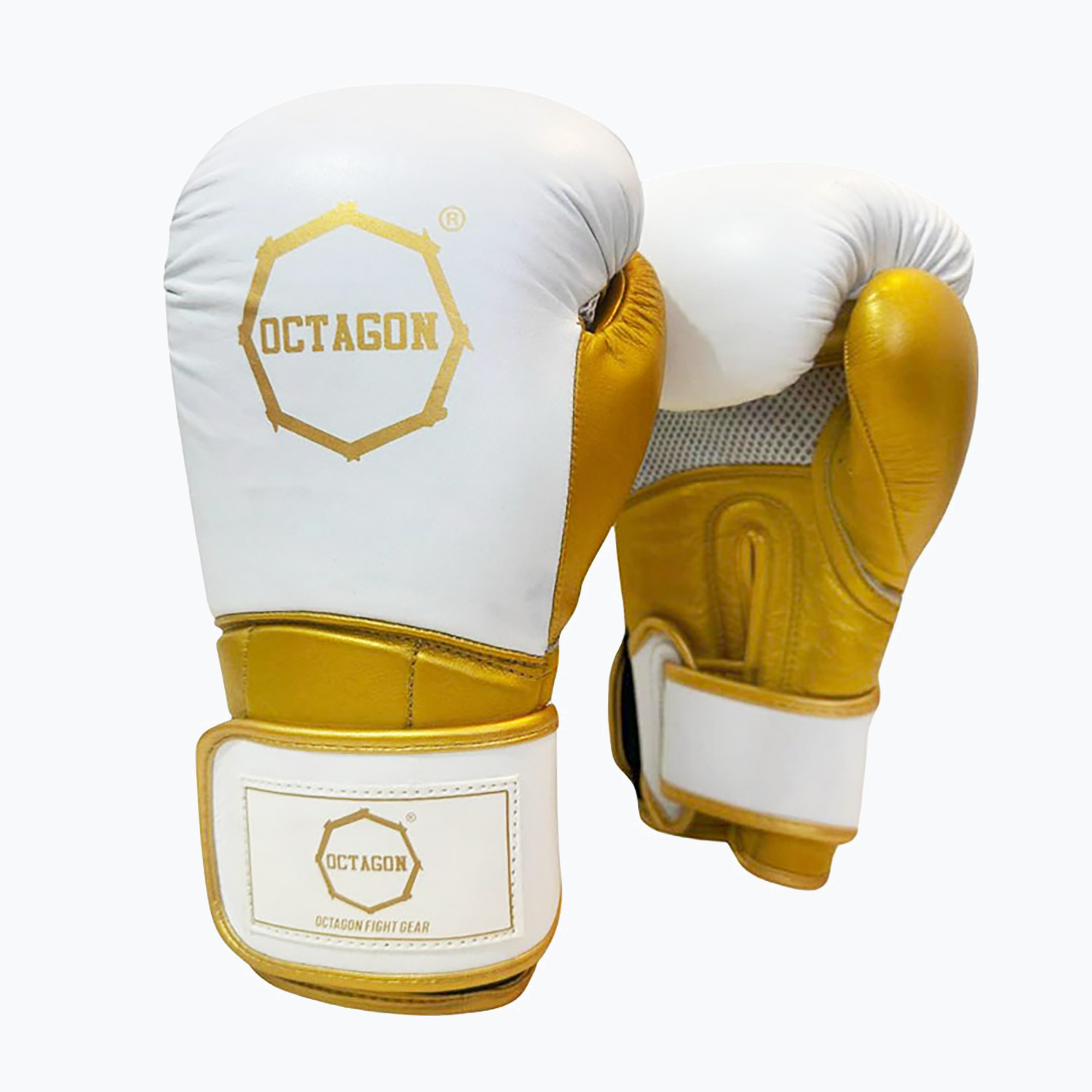 Боксови ръкавици Octagon Prince в бяло/златно