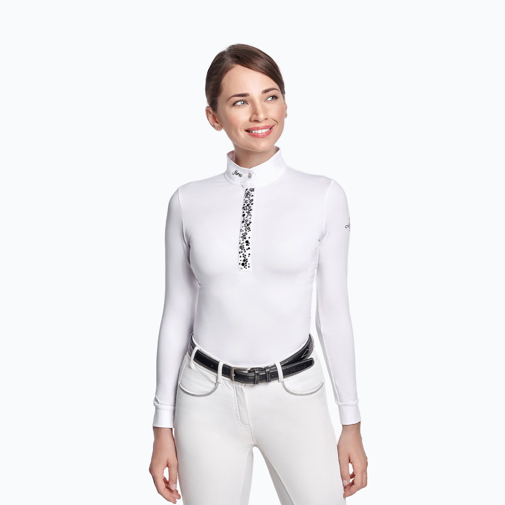 Дамска състезателна риза с дълъг ръкав Fera Nebula white 1.1.l